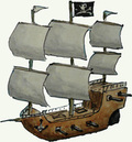 decorverhuur themadoeken piratenschip, achterdoek