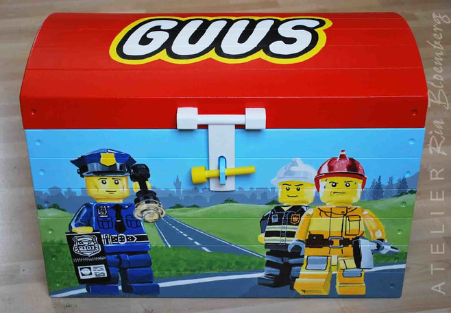 Lego kist, houten Lego kist, schatkist Lego, Lego speelgoedkist met naam, Lego speelkist, hand painted, toy box, personalized